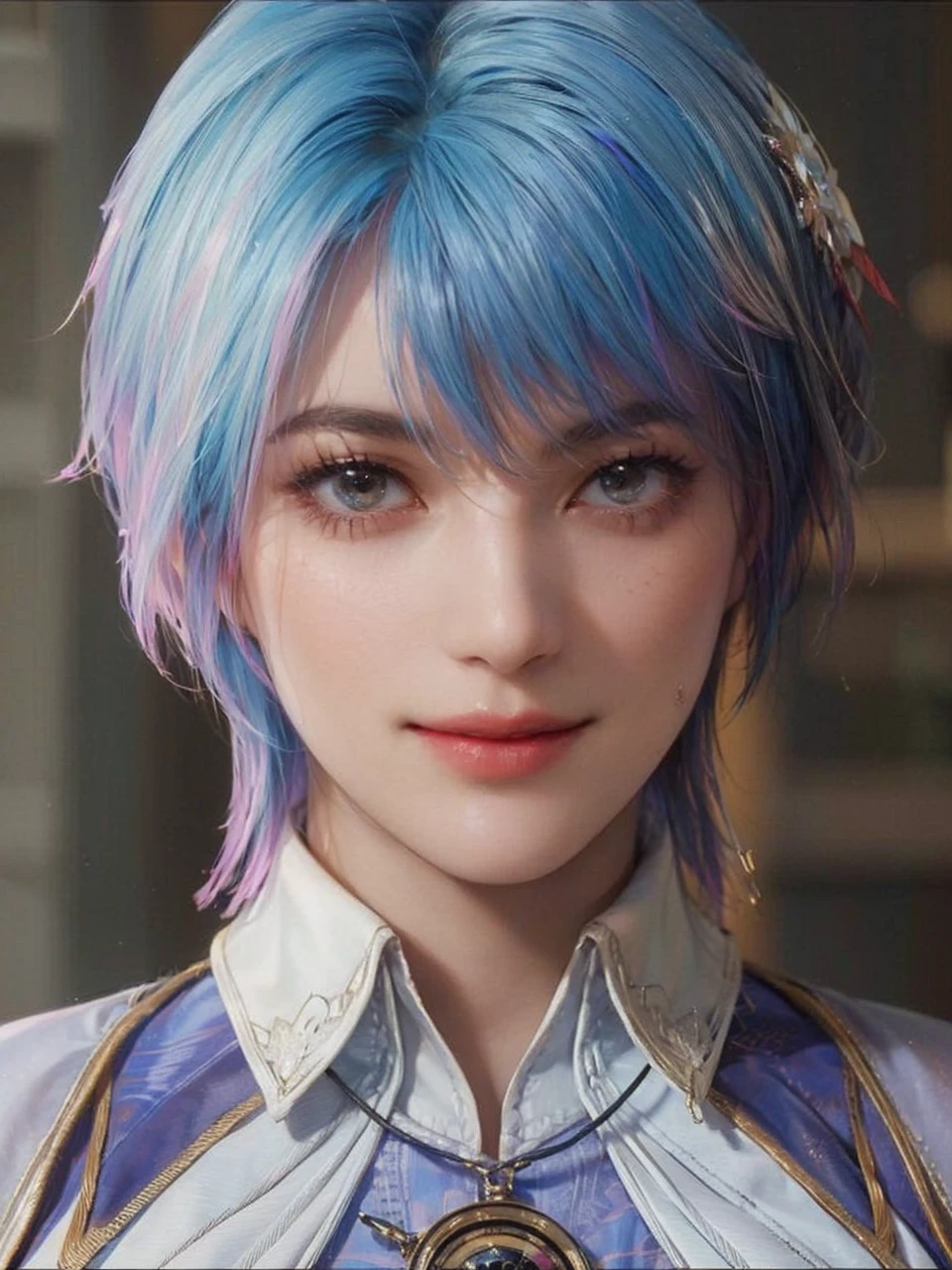 143
(20 year old woman), (surreal), (High level image quality), ((beautiful hairstyle 46)), ((short hair:1.46)), (breasted:1.1), (lipsticks)
