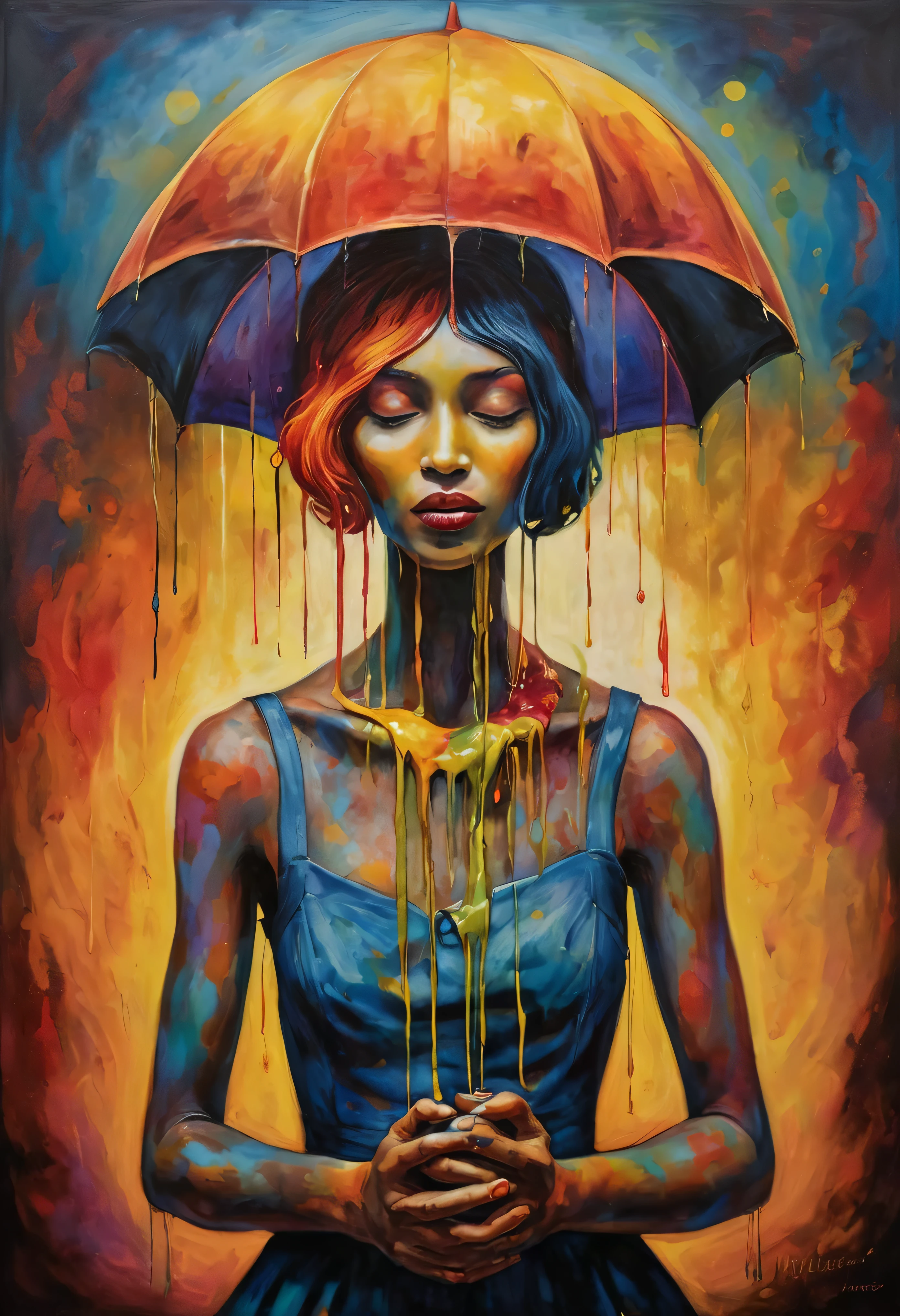 (Artistic Masterpiece of Romantic Life) ( (Themed Art of Life) ( (Conceptual Art) (NFT Exclusive) (Fauvism Work) ()”) Where visual poetry transcends traditional boundaries and embraces the dynamic interplay between creativity and technology Takes),dripping paint,darkart,style, in the style of esao andrews