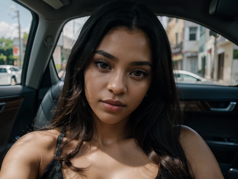 beautiful detailed eyes, beautiful detailed lips, extremely detailed eyes and face, long eyelashes, 1girl, young haitian girl, 24 years old, long black hair, black eyes, light skin, in a car, cinematic lighting, realistic, photorealistic, photo-realistic:1.37, best quality,4k,8k,highres,masterpiece:1.2,ultra-detailed,vivid colors,sharp focus,physically-based rendering,professional