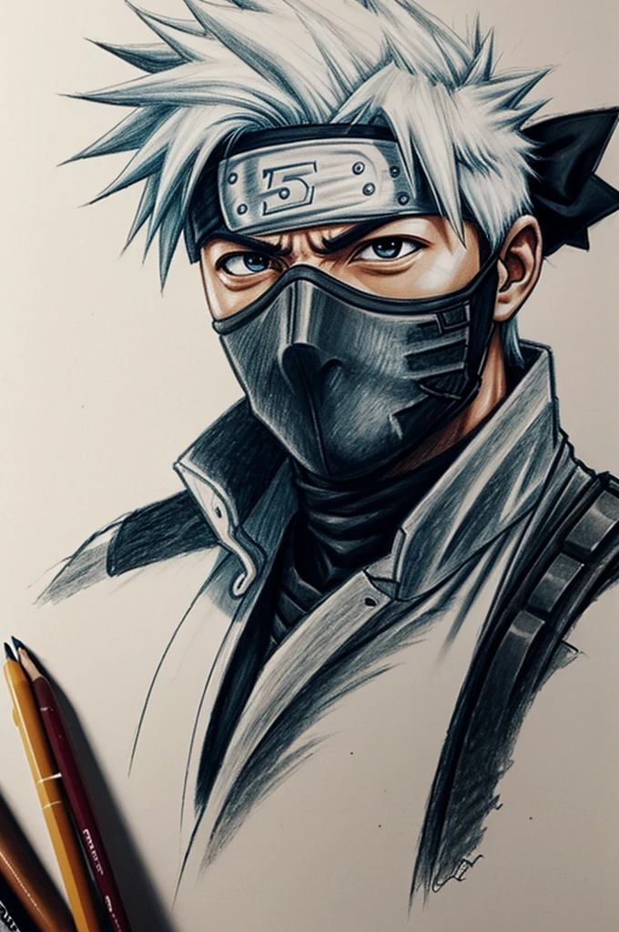 Draw a sketch of kakashi