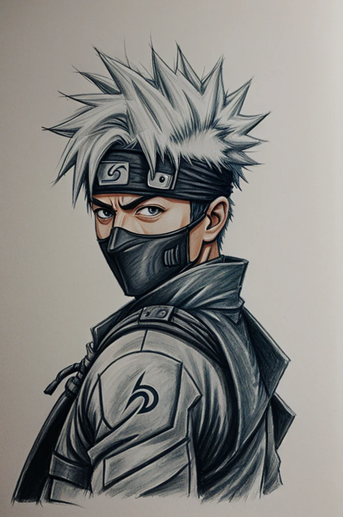 Draw a sketch of kakashi