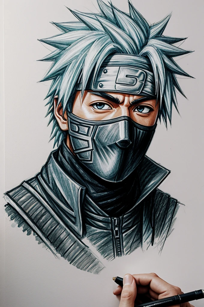Draw a sketch of kakashi