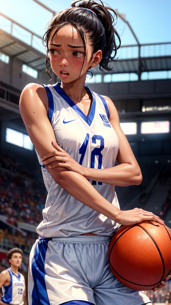 Sweating hard and competing for the basketball