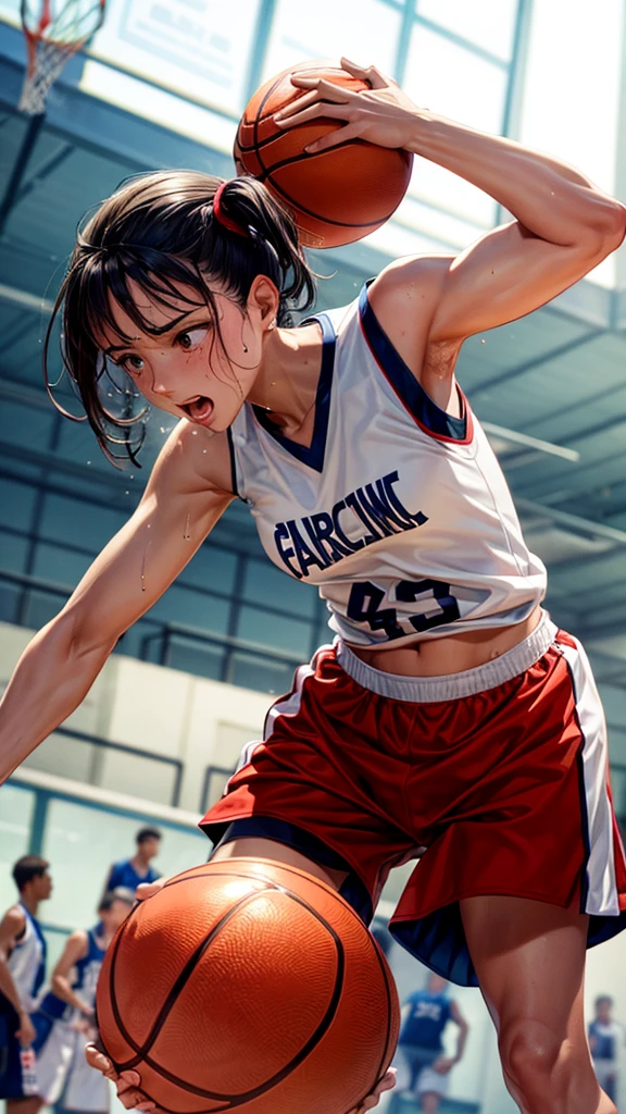 Sweating hard and competing for the basketball