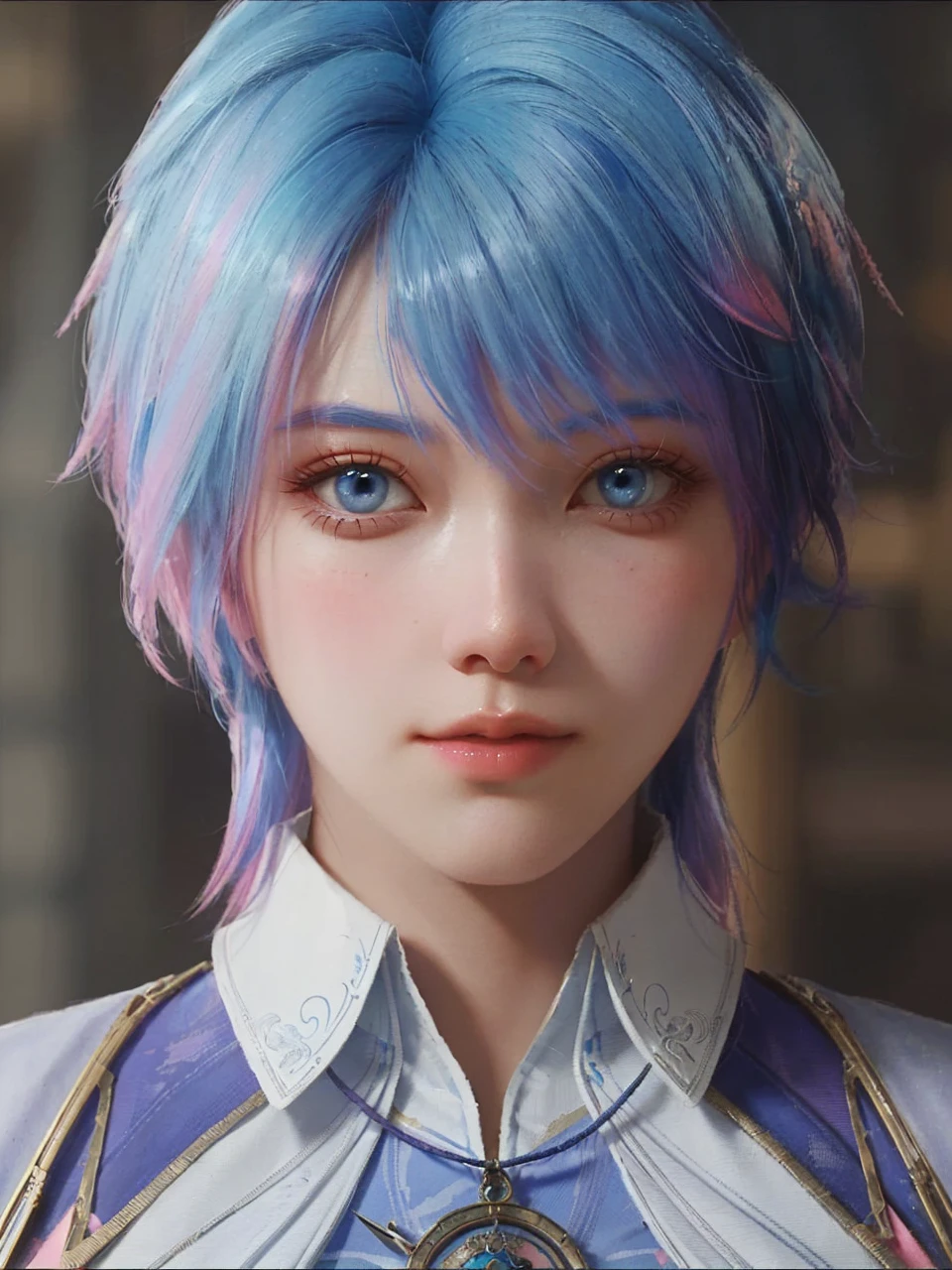 a close up of a woman with blue pink hair and a blue pink mask, beautiful character painting, guweiz, artwork in the style of guweiz, blue pink haired deity, by Yang J, epic exquisite character art, stunning character art, by Fan Qi, by Wuzhun Shifan, guweiz on pixiv artstation
