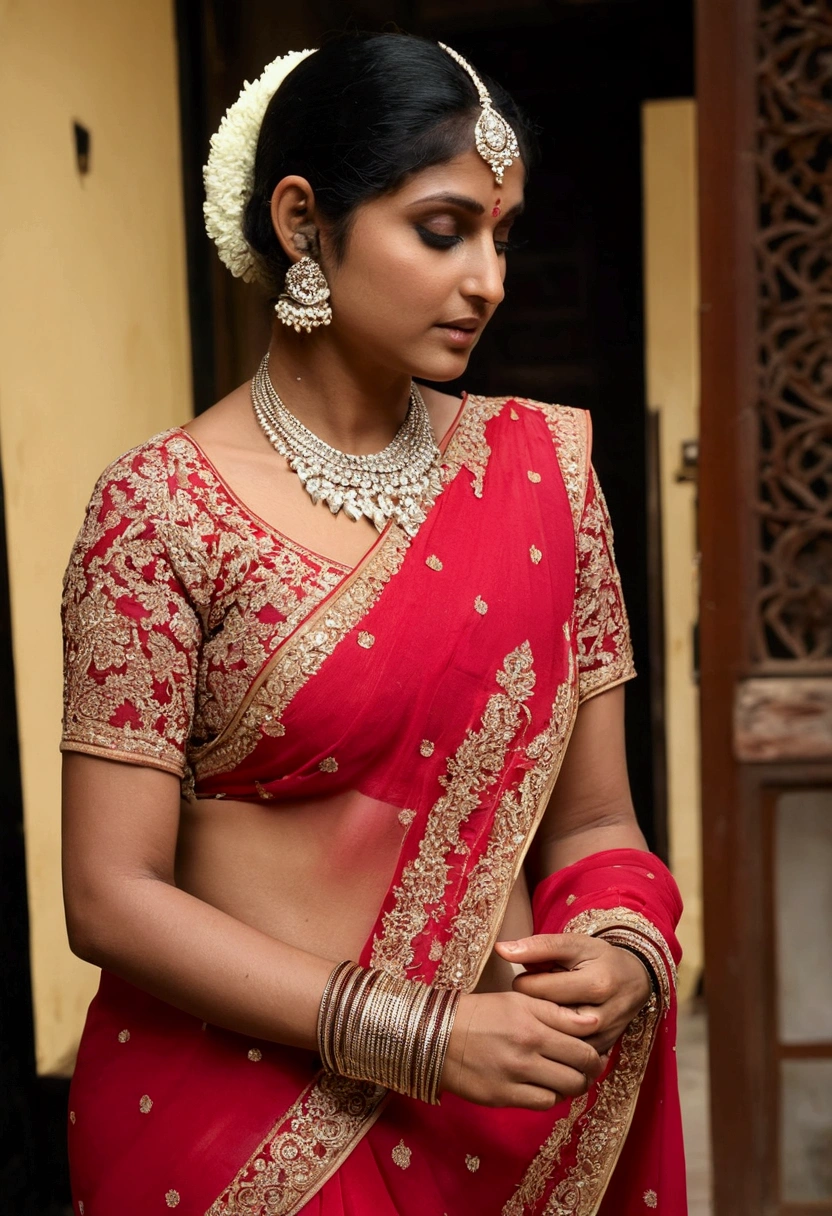 Beautiful Indian women in sari getting with anal plug in ass