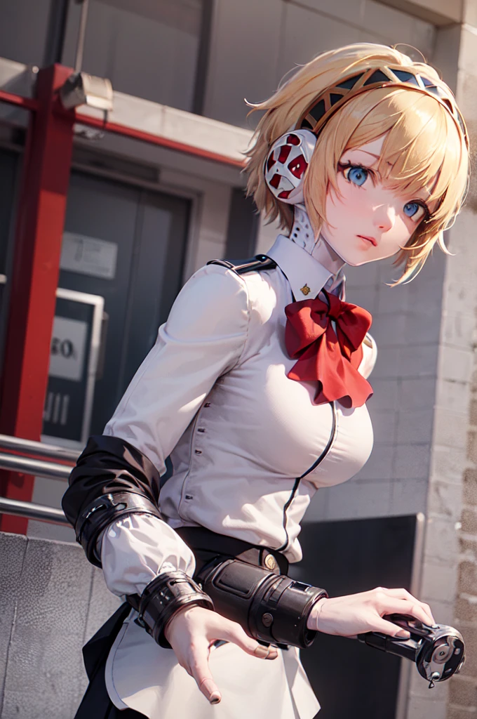 (masterpiece, best quality:1.2), solo, 1girl, aegis, android, robot joints, , headphones, school uniform, skirt,extremely detailed,high definition restrained,police,arrest,restrained,shackles,(((handcuffs, cuffs, upper body, handcuff, bound wrists))),masterpiece, best quality,aigis handcuffs behind her back,2 policewoman.escort in handcuffed.handcuffed behind back.aigis handcuffed,aigis handcuffed .arrested.policewonan.handcuffs behind back.in school uniform and skirt