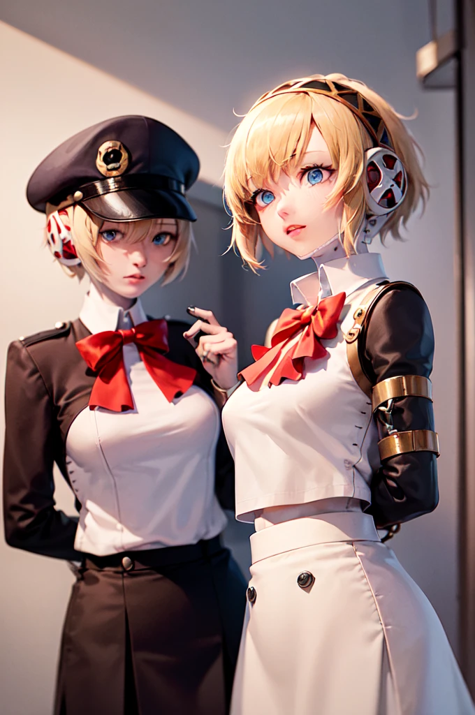 (masterpiece, best quality:1.2), solo, 1girl, aegis, android, robot joints, , headphones, school uniform, skirt,extremely detailed,high definition restrained,police,arrest,restrained,shackles,(((handcuffs, cuffs, upper body, handcuff, bound wrists))),masterpiece, best quality,aigis handcuffs behind her back,2 policewoman.escort in handcuffed.handcuffed behind back.aigis handcuffed,aigis handcuffed .arrested.policewonan.handcuffs behind back.in school uniform and skirt