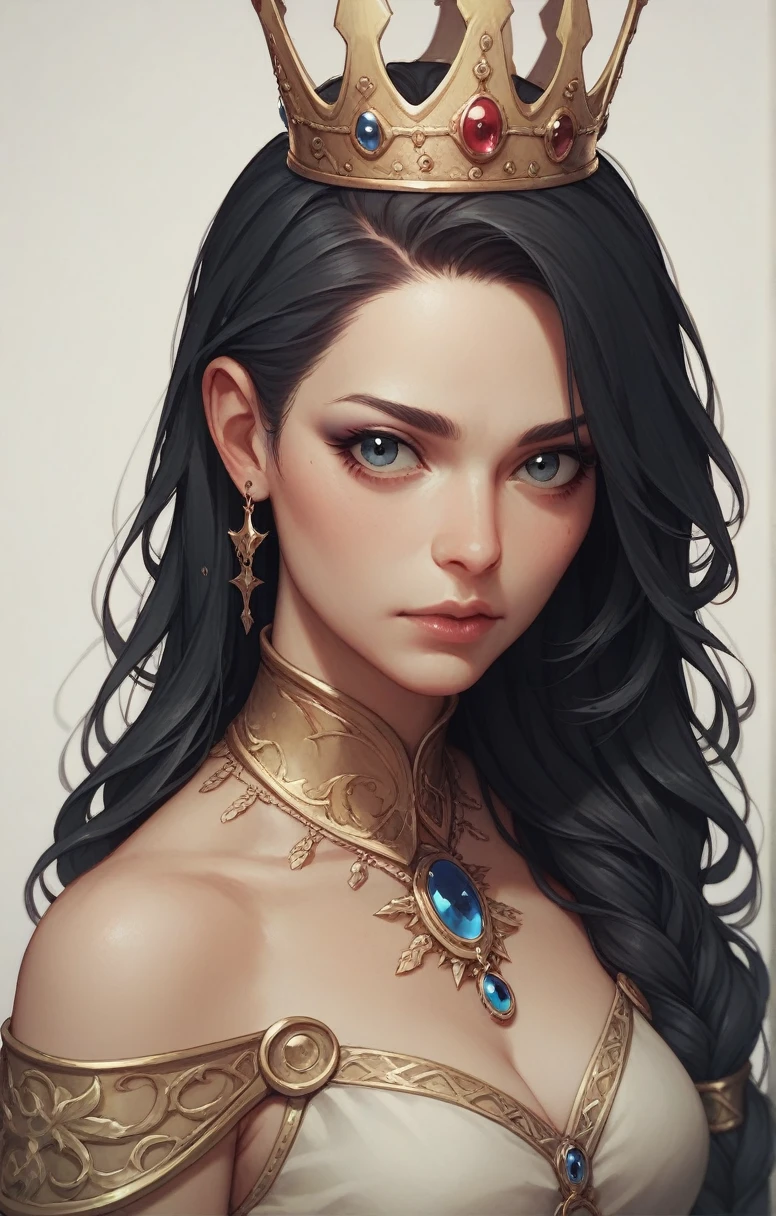 Europe,Wearing a crown,Girl,Black Hair,Second Dimension