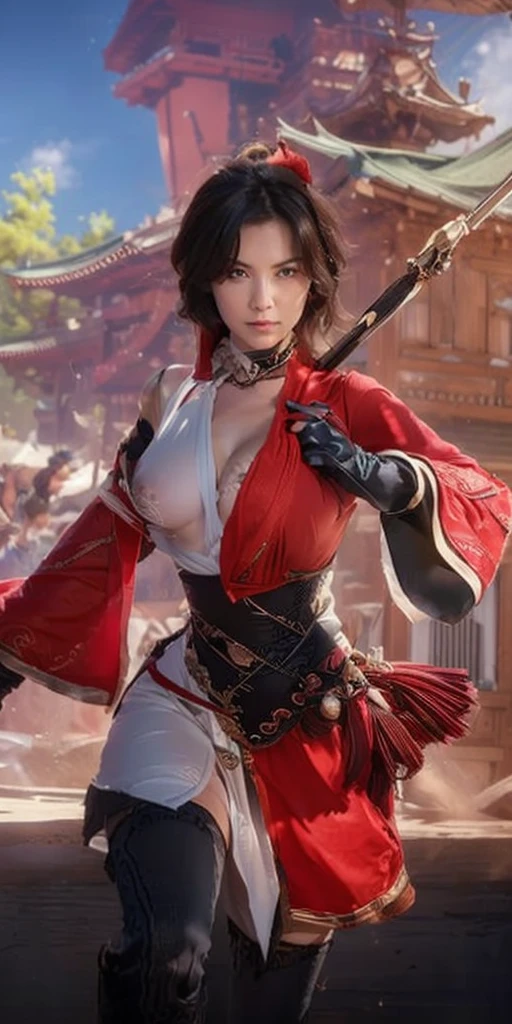 masutepiece, Best Quality, Illustration, Ultra-detailed, finely detail, hight resolution, 8K Wallpaper, Perfect dynamic composition, Beautiful detailed eyes, Natural Lip, sexy knitted dress , Big breasts, cleavage, Random sexy poses, full body, (open breast) , (huge breast)