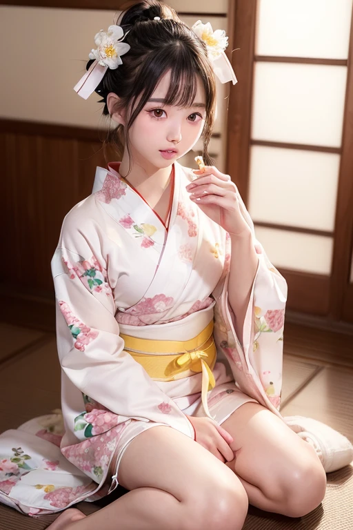(((Kamimei、Photorealistic、口in教える))),(((((Traditional Kimono、Floral Yukata、White panties、Amorous、Wabi-sabi、Browsing Caution,Humble、Licking the candy carefully、White panties、Lift your legs))))),((Yoshiwara、2nd floor Japanese room、night、from below))、Tabletop, 1 girl, Highest quality, Very detailed, (shiny), (small)、(((with blush cheeks,))),ray tracing,perfect lighting, (milky white skin:1.2),reflection, look up_in_Audience, blush, ribbon, Medium Curly Hair、yellow_eye, low_twin tails、The cutest 18-year-old girl in Japan、small ribbons in the hair
情報