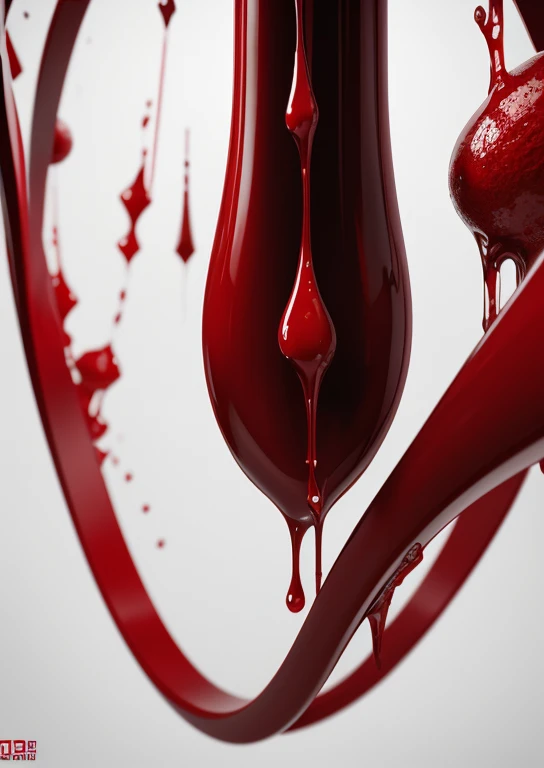 Red numbers '1 2 3', 3D, REALISTIC, elegant style, dripping blood with a white background.