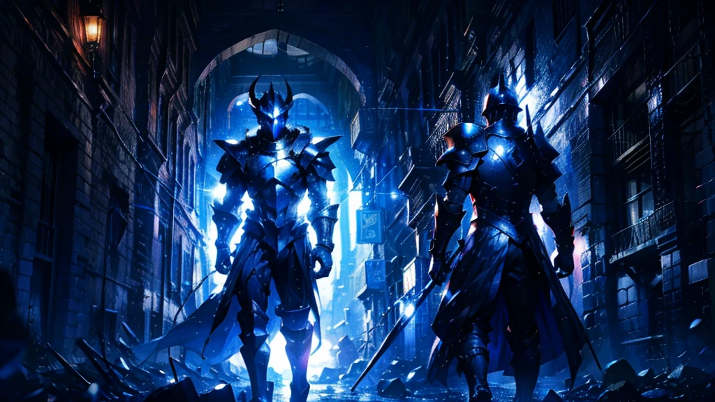 A black armored knight, holding a broken sword, standing with his back, with a dragon in the background, about to fight,FHD, FullHD,4k,8k16k