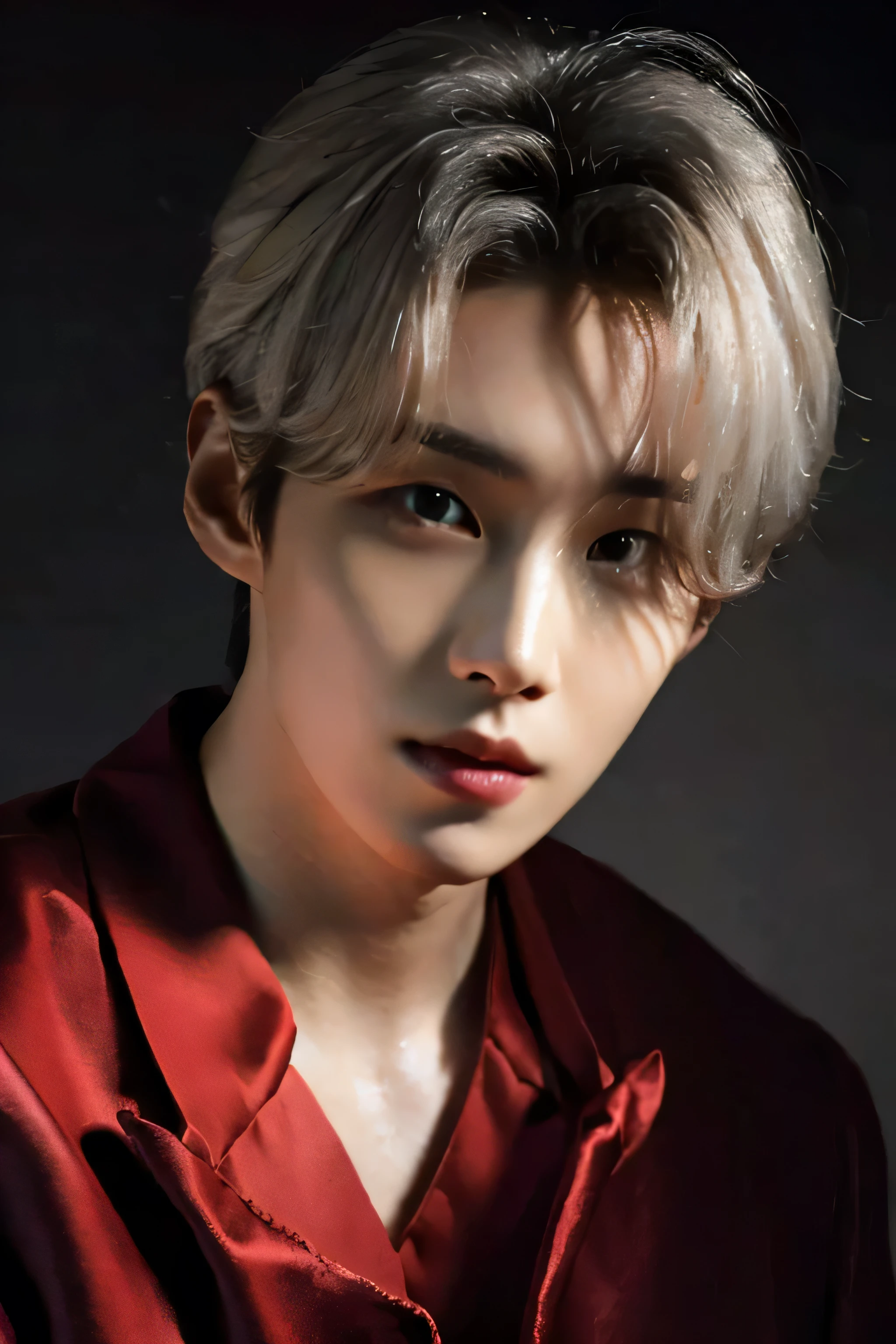 best quality, 8k,masterpiece, Ultra-high resolution, (Realistic:1.4), original photo, Suga ,Very cool look,White hair