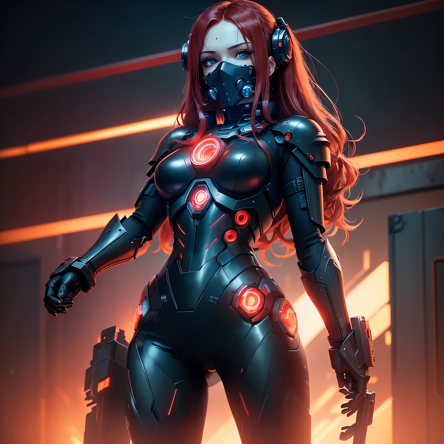 There is a woman in a futuristic suit with a gun, cyber suit, Girl in fur cyber armor, Cyber suit, cyberpunk iron man, redhead woman in cyberpunk style, clothed in Cyber Armor, cyberpunk evil gorgeous goddess, cyberpunk flame costume, Cybernetic Fire Armor, wear technical clothing and armor, cyber suits, goth cyber suit, Cyber Armor, Cyberpunk Costume