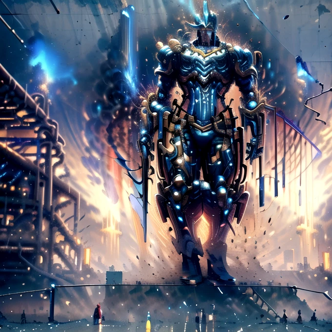 1
a picture of a man in armor holding a sword in front of a giant robot, greg beeple, epic fantasy sci fi illustration, shadowrun splash art, dan mumford tom bagshaw, epic scifi fantasy art, wojtek fus, kaladesh concept art. mechanical, symmetrical epic fantasy art, beeple and jean giraud
2
a picture of a man in armor holding a sword in front of a giant robot, cyberpunk art inspired by Aleksi Briclot, Artstation contest winner, fantasy art, greg beeple, epic fantasy sci fi illustration, shadowrun splash art, dan mumford tom bagshaw, epic scifi fantasy art, wojtek fus, kaladesh concept art. mechanical