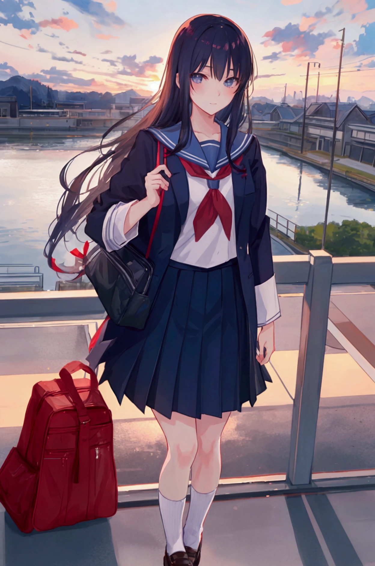 School evening twilight high school boy japan