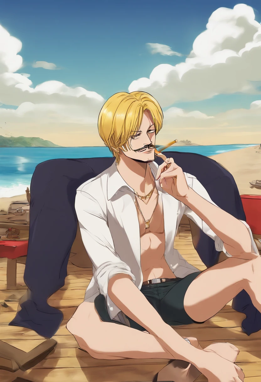 Sanji smoking a joint and hitting a fagot