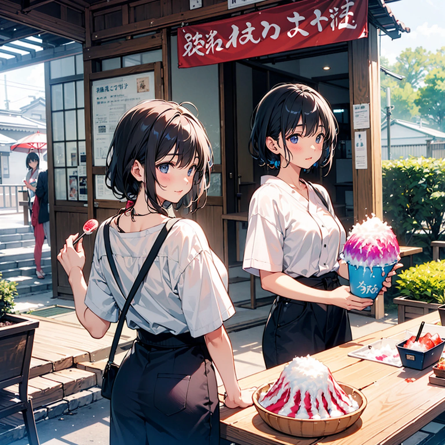 Summer in Japan、cool、Shaved ice flag、Fan、((Showa Era))、Very hot day