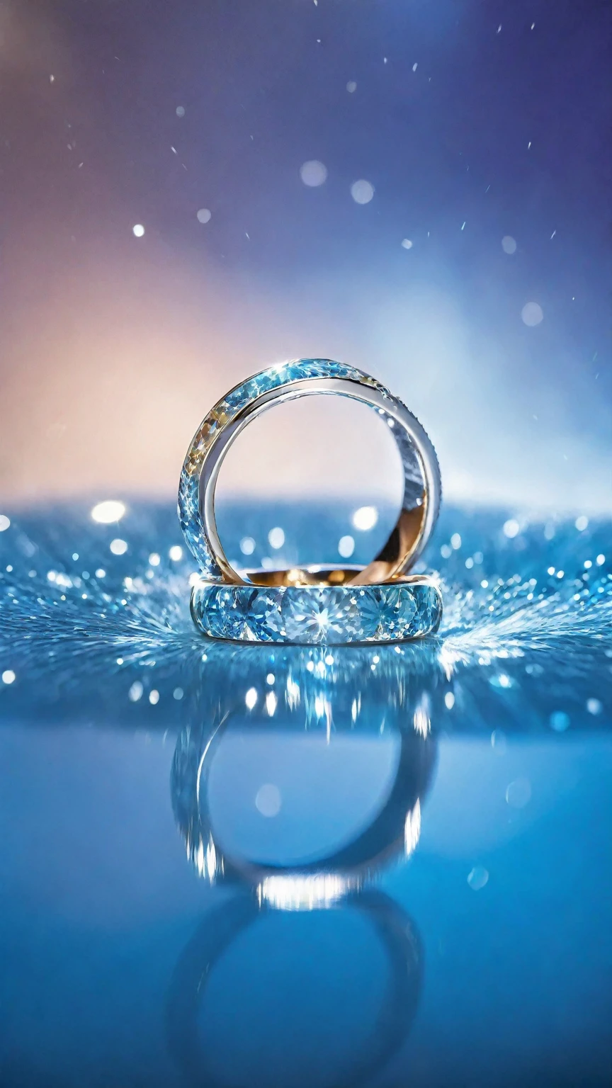 sparkle background,wedding ring,still life,blurry,no humans,sparkle,blurry background,light particles,splashing,masterpiece,best quality,