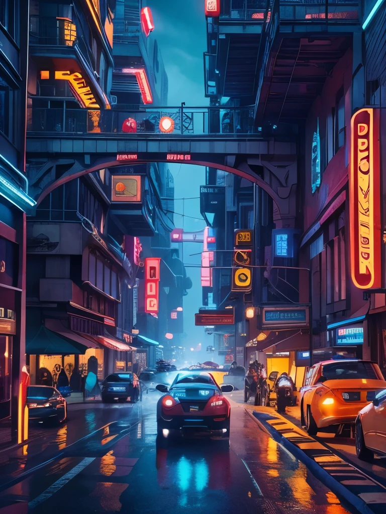high quality, 8k, cinematic, masterpiece, photorealistic, dynamic lighting, dramatic composition, time travel, futuristic cityscape, flying cars, neon lights, chrome details, retro-futuristic aesthetic, blue and orange color palette, moody atmosphere, steam punk elements, intricate mechanical details, advanced technology, science fiction, retrofuturism, hyper-detailed
