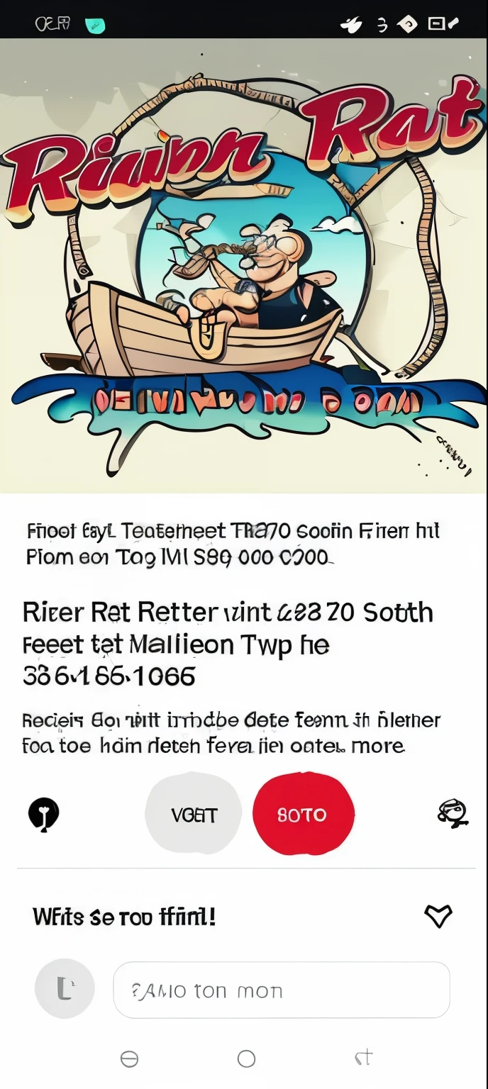 Similar to his design ,Rat fun have a beer on right arm and he is in the boat and island ,the style of this design is cartoon or vector art