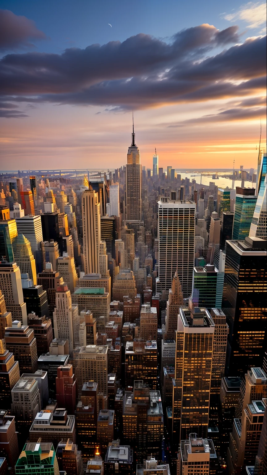 Streets with many skyscrapers, Golden Hour in Manhattan, new york, new york no futuro, The city that never sleeps, new york como pano de fundo, Skyline da cidade de new york, Manhattan on top of skyscrapers, Skyline de new york, new york, new yorkの背景, new york, new york moderna