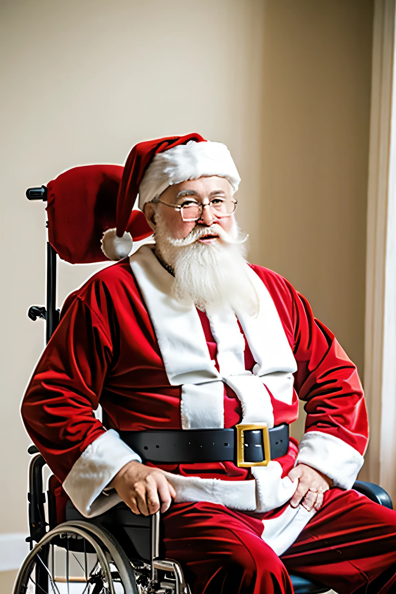 Santa Claus in a wheelchair 

