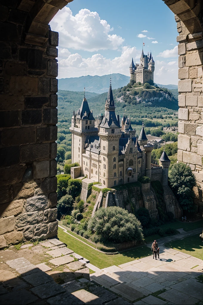comic,a castle flying in the sky, full with air