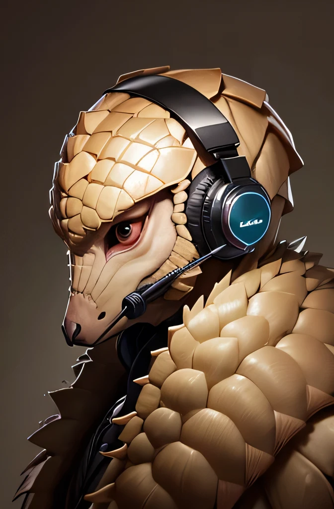pangolin marchant, with headphones