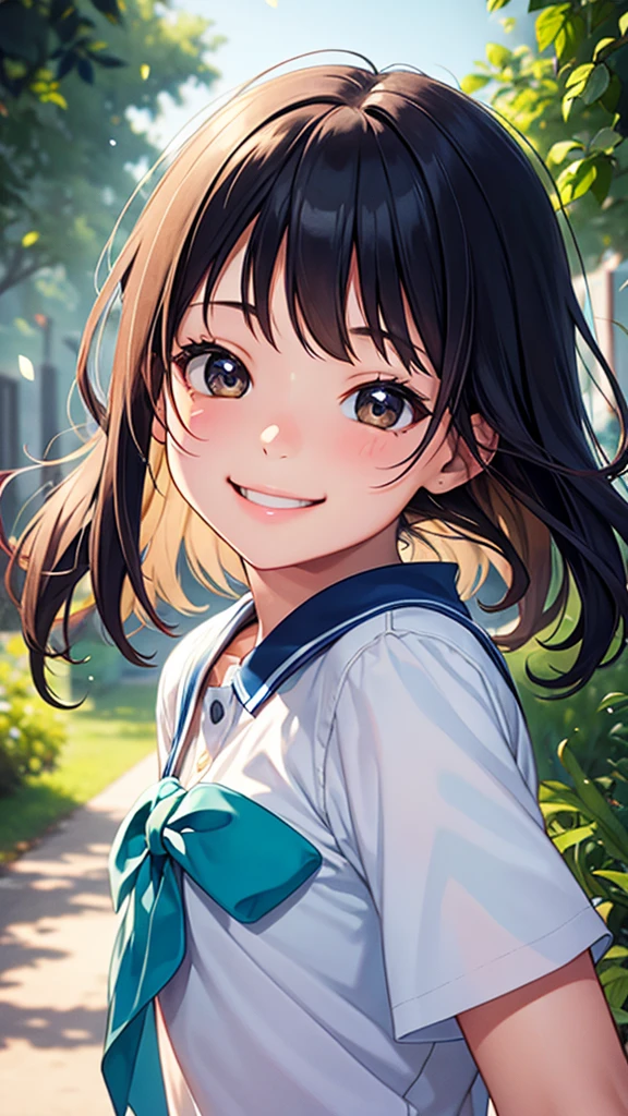 12 years old、beautiful girl、Smile、face closeup