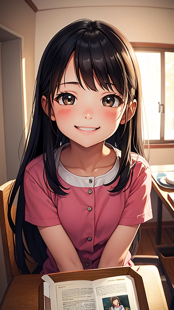 12 years old、beautiful girl、Smile、face closeup