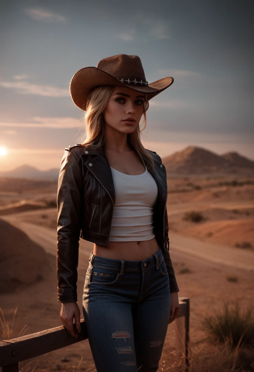 score_9, score_8_up, score_7_up, a rugged cowboy in the american west, cowboy hat, leather jacket, jeans, cowboy boots, western landscape, rolling hills, desert, dramatic lighting, cinematic composition, muted color palette, gritty, realistic, photorealistic, 8k, highly detailed, masterpiece