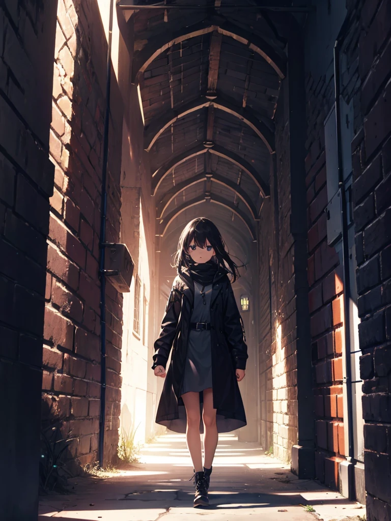 Girl walking in a dungeon
