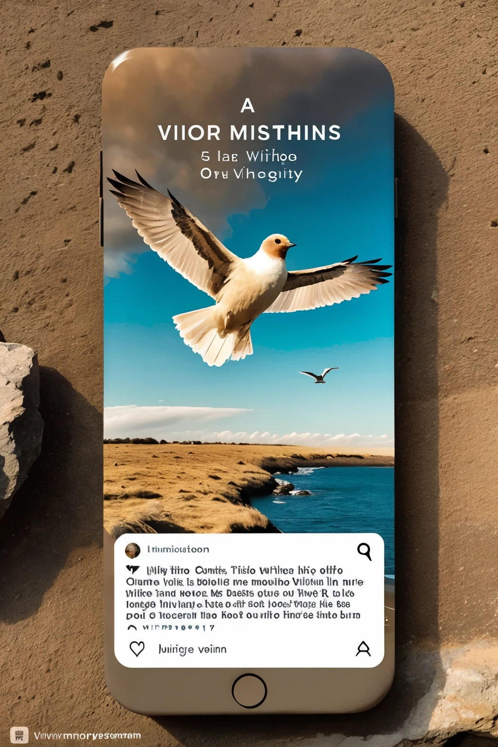 a instagram dimension post about migratory birds, with mission/vision as text. Use earthy colours, should be realistic