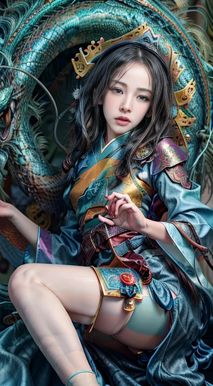 Zhong Fenghua, Magnificent Hanfu, official art, Unity 8k wallpaper, Super detailed, Beautiful beauty, masterpiece, Best Quality, (Tangled up, Tangled up, Tangled up), (fractal art: 1.4), (character center: 1.3), 1 girl, Dragon Rape Girl, dragon's foot inserted into the ass, back in, Pierced dragon's foot, ShOcking dominant Chinese dragon, Detailed dragon head, wear hijab, wear hijab, chino, off the shoulder, Very detailed, Angle Dynamic, denim throw, (most beautiful form of chaos), ethereal, (bright colors), Oc , (half: 1.2), china, (Thangka Feitian: 1.5), (Love: 1.3), (dream: 1.5), (Hanfu: 1.5), Chinese dragon, Chinese phoenix, (smile: 0.5), (chinese god), (masterpiece, top quality, Best Quality, Final detail, highest detailed, official art, Beauty and Aesthetics: 1.2), golden ratio, full composition