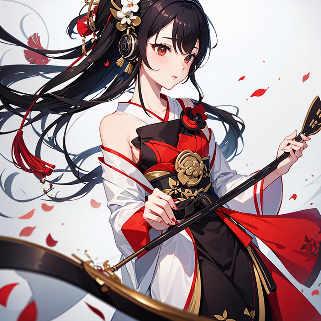 geisha with headphones with a shamisen