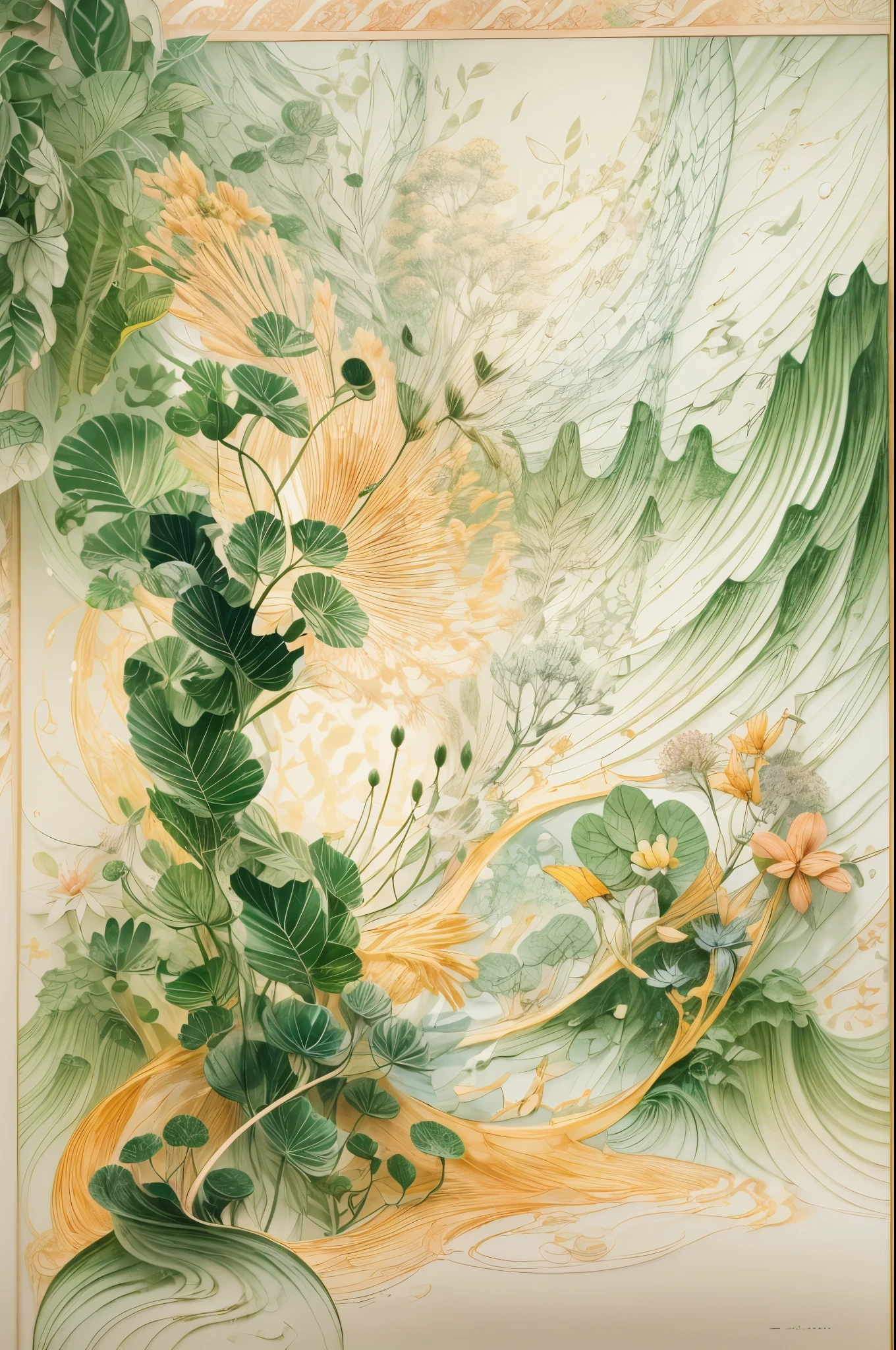 /I A three-dimensional character wearinghanfu,minimalism and abstract illustration, chinese ink painting style, chinese xuan paper texture, light penetrate the air, Fractals effect, Phosphore scence effect
