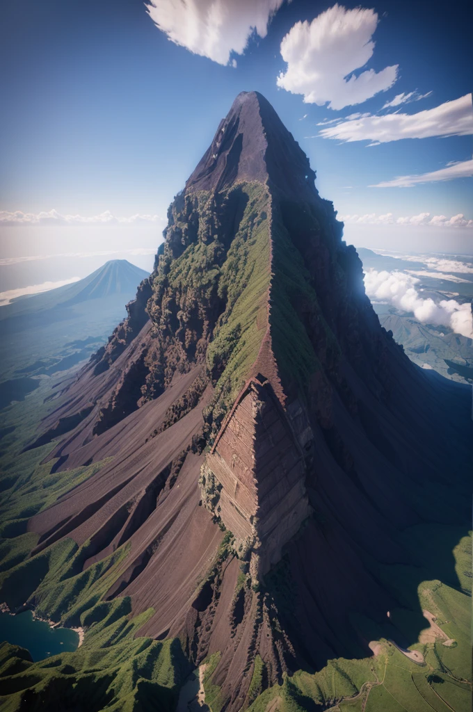 A more beautiful Minecraft image about a volcano and Steve Herobrine Enderman with Ex on