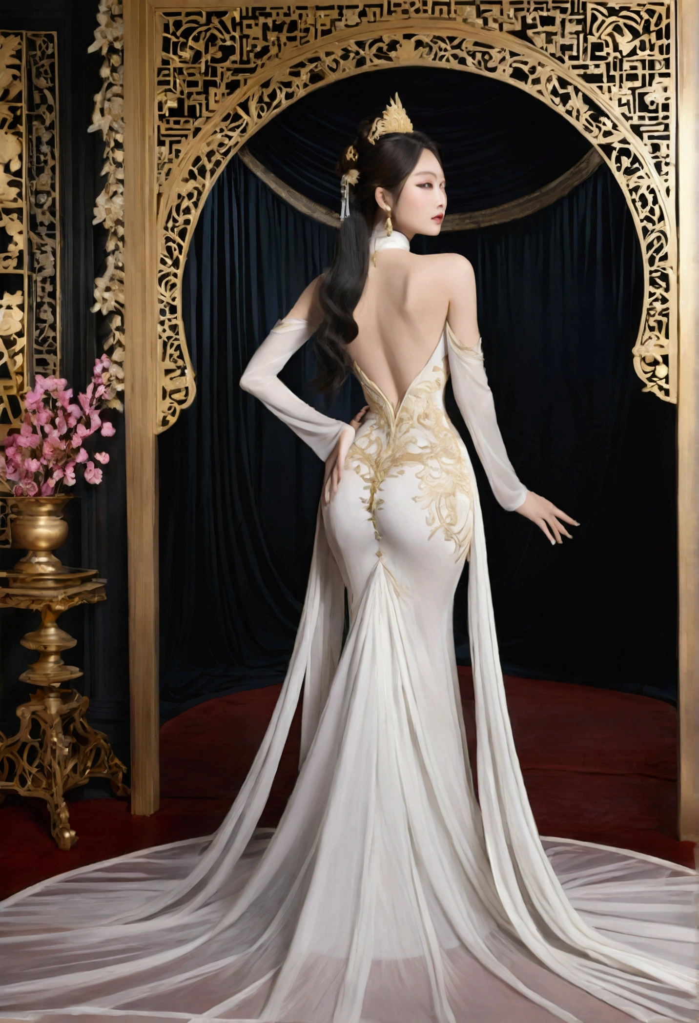 Mei is a vision of delicate, exotic beauty. The Asian woman possesses a lithe, graceful frame that moves with the fluid elegance of a dancer.
Her flawless, porcelain skin is a canvas for her delicate features - almond-shaped eyes that sparkle with a mix of innocence and wanton desire, high cheekbones that lend her face an aristocratic allure, and full, plump lips that seem to beg to be kissed.
Mei's raven hair cascades down her back in a silken curtain, accentuating the delicate slope of her neck. She carries herself with a refined poise, yet there's an underlying sensuality that practically oozes from her every pore.
The Asian beauty's figure is a work of art - , yet curvaceous in all the right places. Her pert breasts strain against the sheer fabric of her gossamer gown, hinting at their supple fullness. Her waist is slim and tapered, leading down to gently flaring hips and a pert, heart-shaped backside.
Mei moves with a feline grace, her every step purposeful and alluring. She radiates an aura of exotic, untamed desire - a captivating contrast to her demure, almost innocent demeanor.
In short, Mei is a vision of irresistible, oriental charm - a temptress whose beauty and sensuality are sure to ensnare you in their intoxicating web.