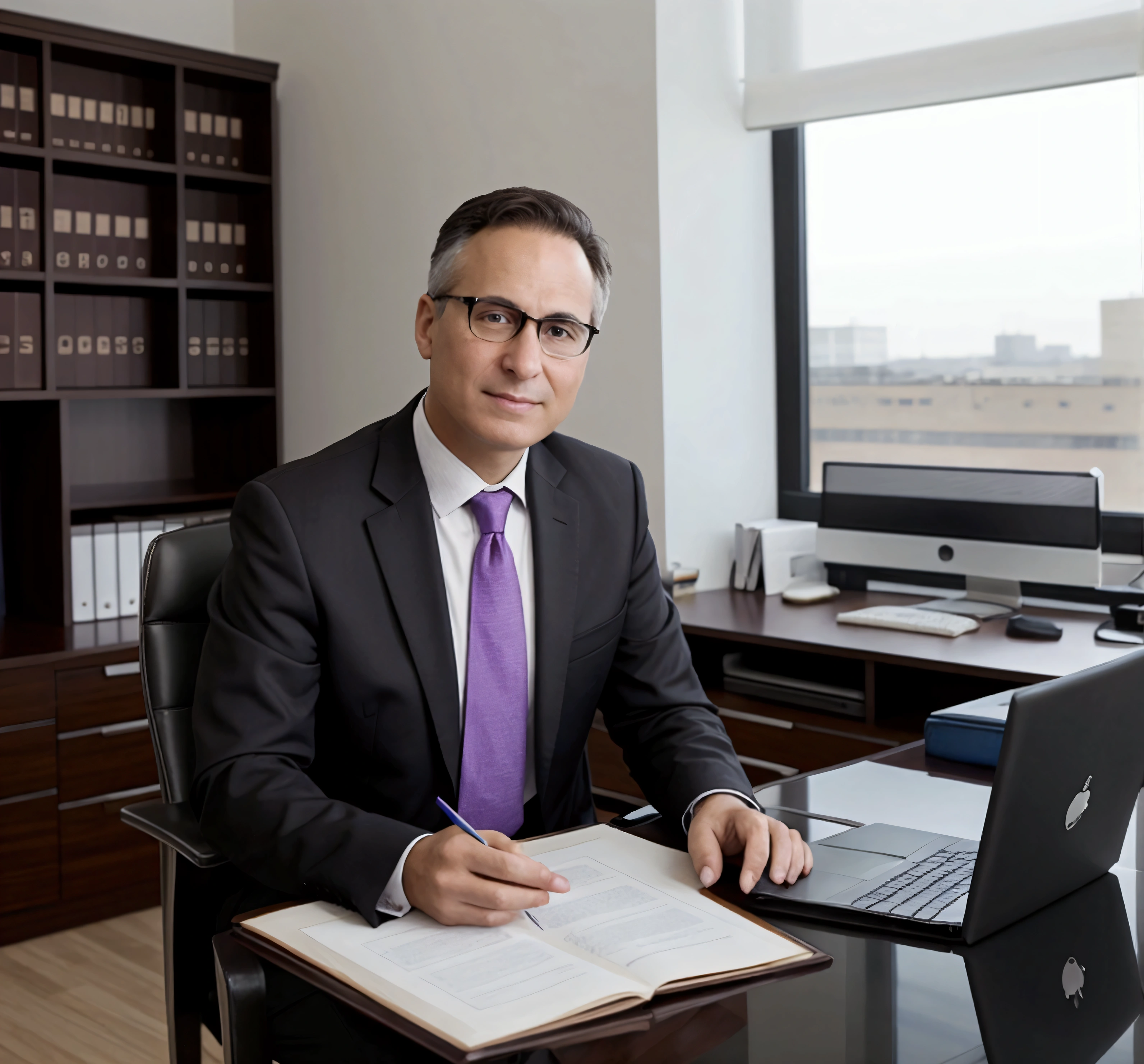Lawyer in his office
