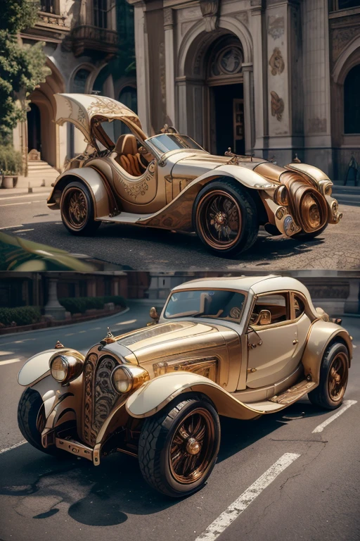 Highest quality、masterpiece、High sensitivity、High resolution、Detailed Description、steampunk、car、