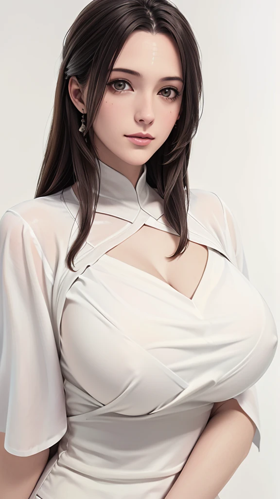 (((Perfect body,White and tender skin,(((White wool cardigan and black skirt,))),(((Luxueqi,Facial marks,Black Hair))),((masterpiece)),high resolution, ((Best quality at best)),masterpiece,quality,Best quality,((( Exquisite facial features,Looking at the audience,There is light in the eyes,Smile))),))),(((Light and shadow,Medium chest,))),(((Looking at the camera,black background,)))),