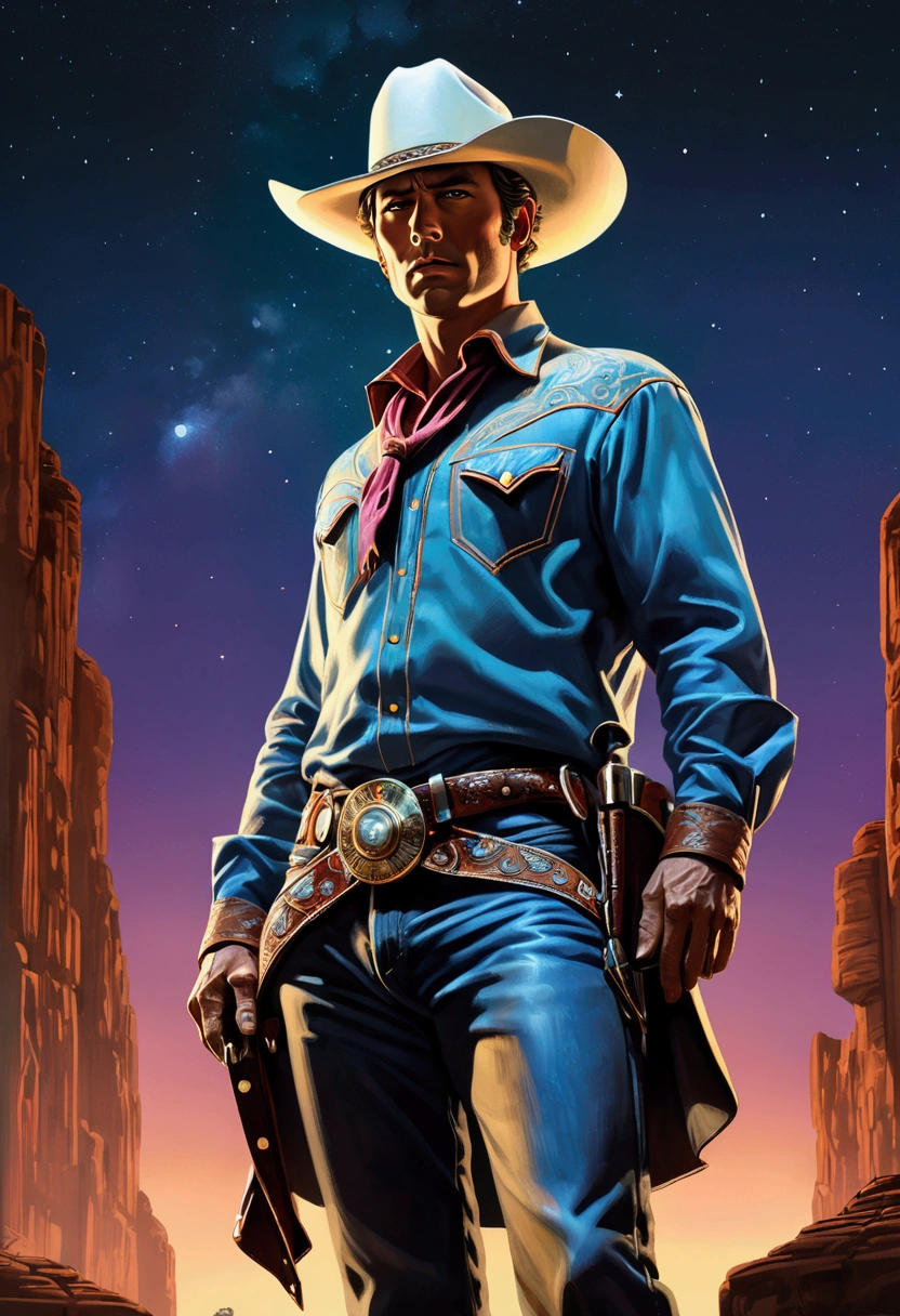 (Western Cowboy with hat), hand drawing cartoon style 2d stick figure, full body, award-winning, cinematic still, emotional, vignette, dynamic, vivid, (masterpiece, best quality, Professional, perfect composition, very aesthetic, absurdres, ultra-detailed, intricate details:1.3)