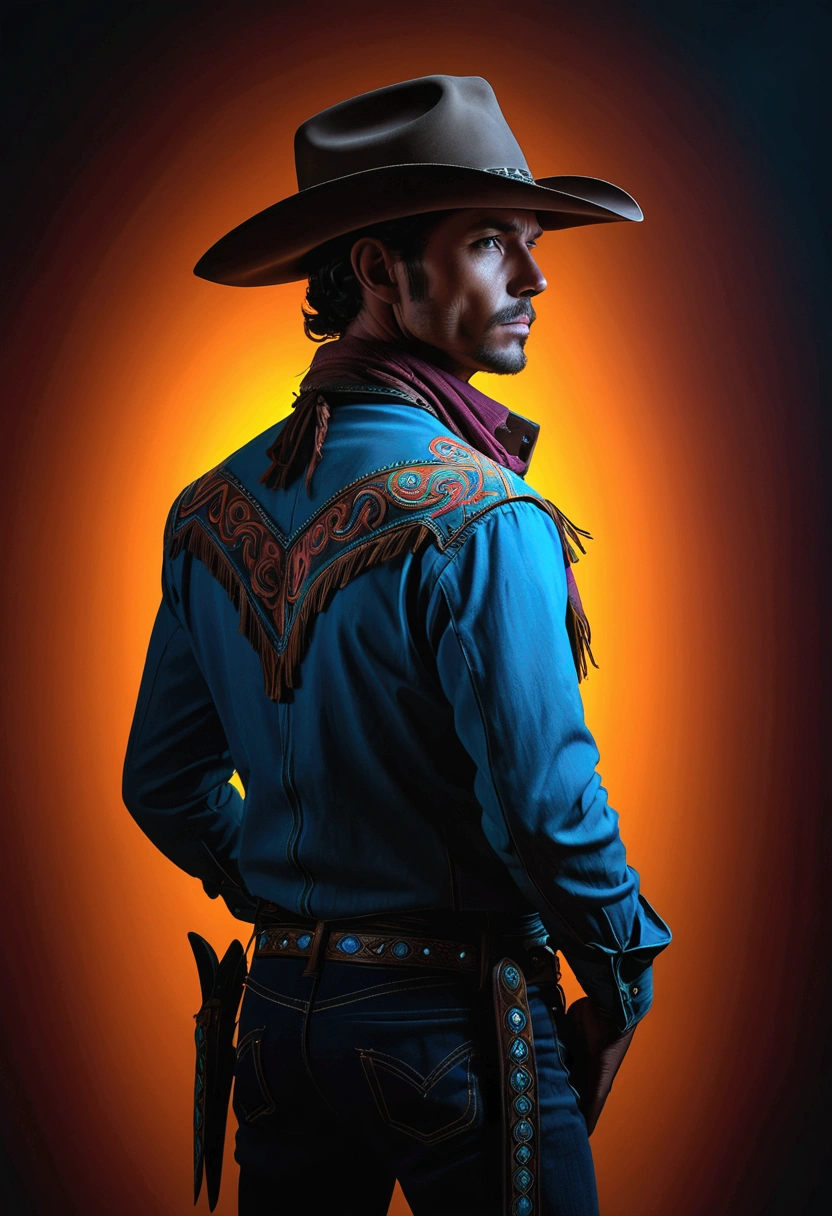 (Western Cowboy with hat), hand drawing cartoon style 2d stick figure, full body, award-winning, cinematic still, emotional, vignette, dynamic, vivid, (masterpiece, best quality, Professional, perfect composition, very aesthetic, absurdres, ultra-detailed, intricate details:1.3)