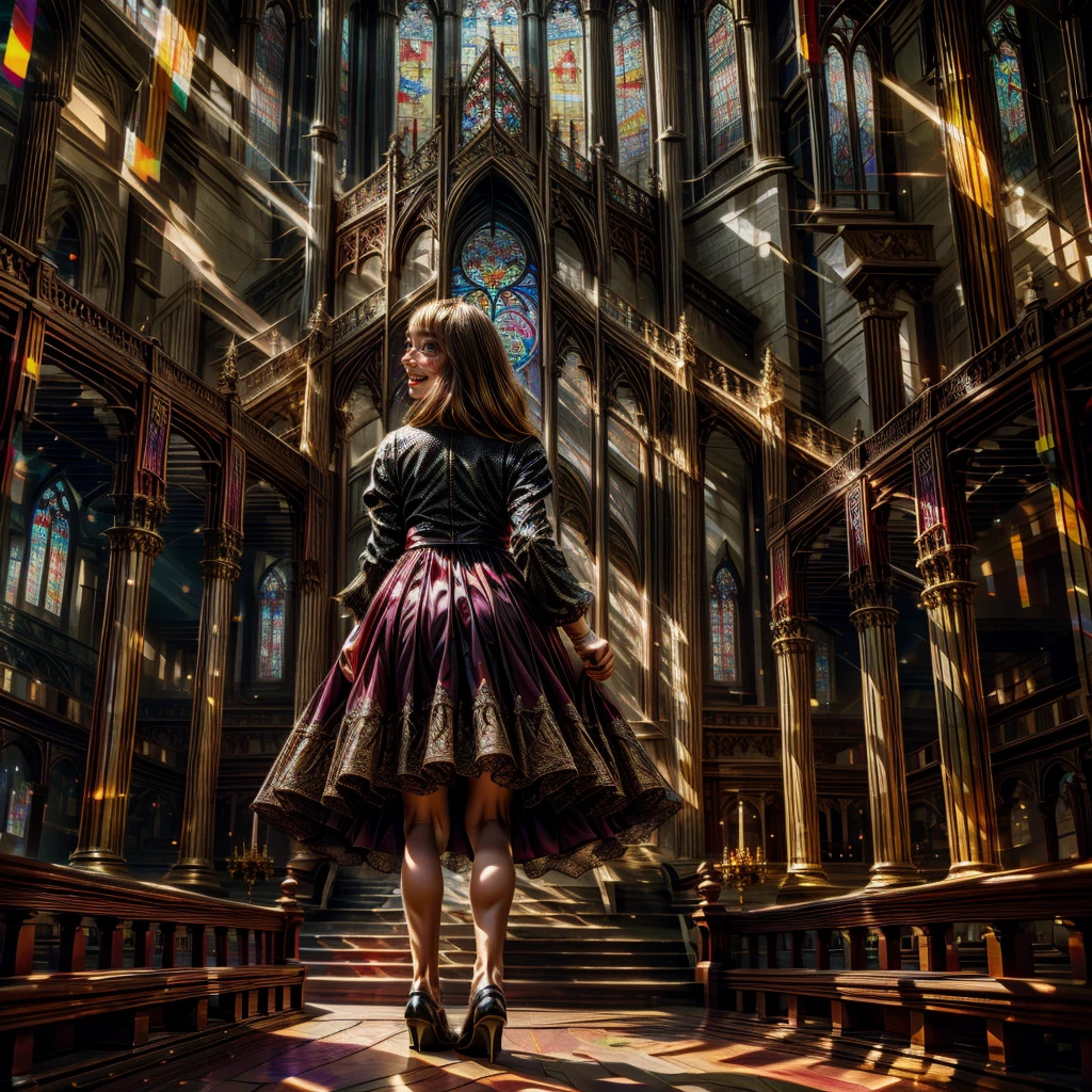  (Cathedral from below:1.28) VolumetricLighting (FullBody ZoomedOut:1.28 Wide-shot) ZoomLayer (BokeH:1.32), TopQuality 8K masterpiece of ((Professional photo)), (((Clarisse de Cagliostro))) (Detailed Delicate Dresses), Chain, Extremely detailed (KAWAII face) {(VeiledFace)|BlondeHair|(Spanking BuleEyes)}, The background is distant (((Elaborate stained glass))) Rainbow Glass, (MysticSight), GodRays, Radiant PearlSkin with Transparency, (Exposed:0.38)