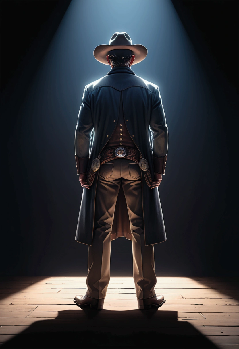 (Western Cowboy with hat), hand drawing cartoon style 2d stick figure, full body, award-winning, cinematic still, emotional, vignette, dynamic, vivid, (masterpiece, best quality, Professional, perfect composition, very aesthetic, absurdres, ultra-detailed, intricate details:1.3)