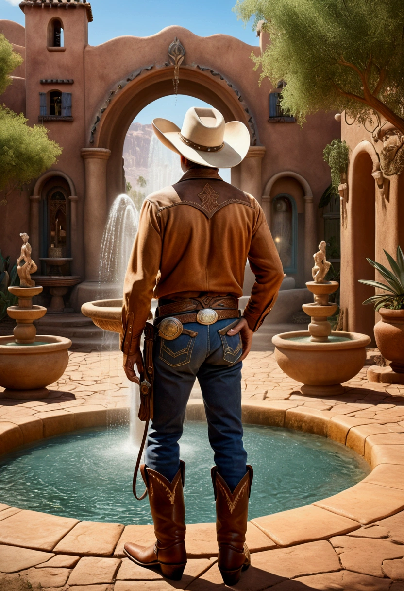 (Western Cowboy with hat), hand drawing cartoon style 2d stick figure, full body, award-winning, cinematic still, emotional, vignette, dynamic, vivid, (masterpiece, best quality, Professional, perfect composition, very aesthetic, absurdres, ultra-detailed, intricate details:1.3)