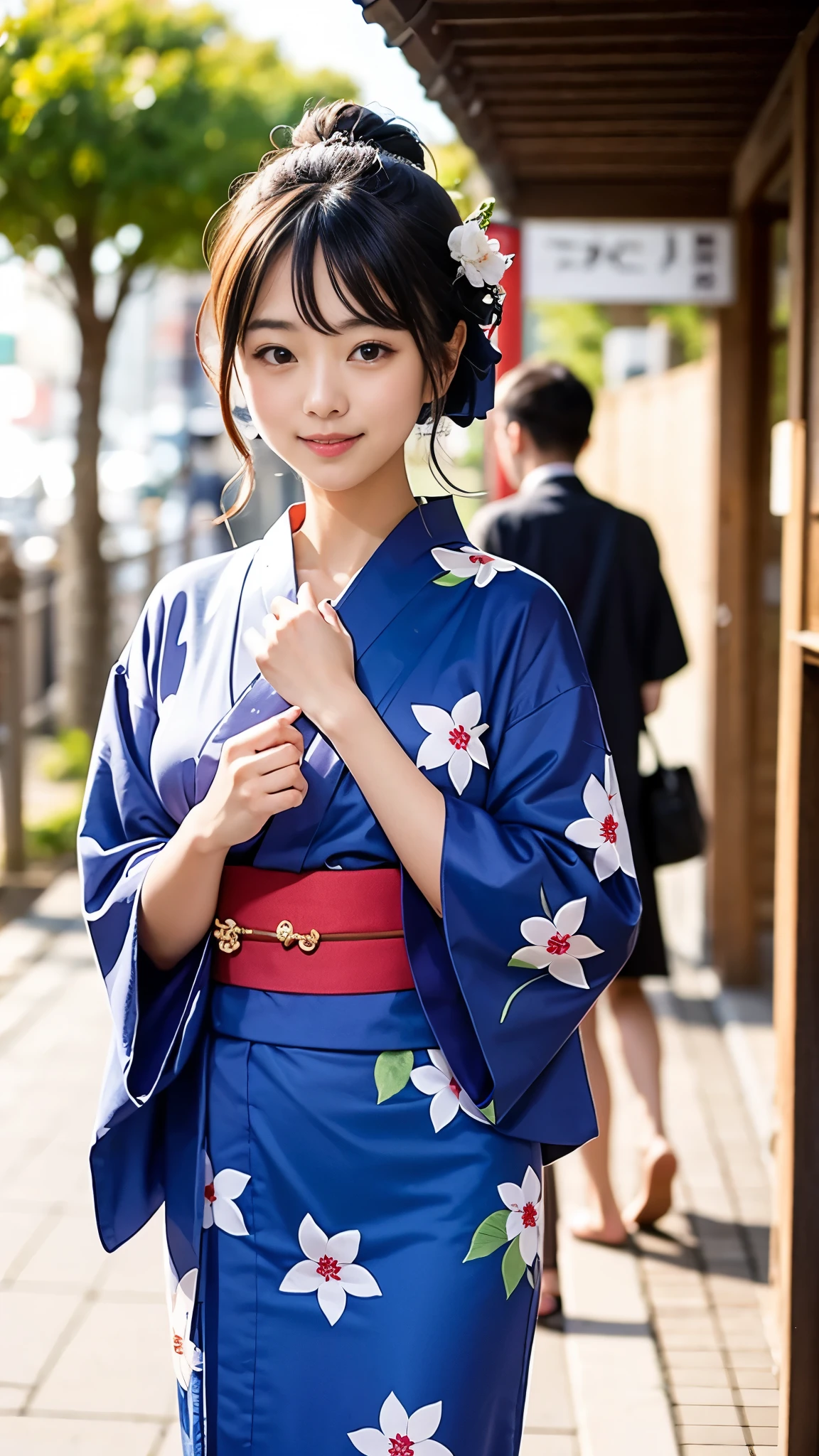 ((A beautiful girl in a yukata does it in her boyfriend&#39;s room:1.4)), (((A single photo:1.))), (8k, RAW Photos, Highest quality, masterpiece:1.2), Looking at the audience, Viewed from the front, Beautiful white skin, knees, Absurd face is small, Part your bangs down the middle, The forehead is visible, Glare, ((Cute and happy face:1.3)), Ultra-high resolution, ((No underwear on:1.3)), ((Slender body line)), (Outstanding proportions), high school girl, (Idolフェイス, :1.65), Japanese women, Are standing, (Photorealistic:1.37), Photon Mapping, Realistic, Cute and small face, Brown eyes, prospect, Written boundary depth, Blurred Background, (I can see the bangs), Silky smooth hair, (Firm stomach:1.3), (Beautiful and slim thighs:1.4), Small beautiful butt, (Curved waist), thigh, Nogizaka idol, Idol, (Detailed hands:1.4, Accurate hands:1.4, Beautiful little hands of a girl:1.3), (Firm and beautiful breasts:1.3), Super quality, Low people, (Clear white skin, Skin with visible pores:1.2), (Focus on the face), Check and correct the garment construction, (Perfect Anatomy:1.4), (Detailed eyes and face:1.3, Professional photography techniques), (Detailed arms and legs:1.4)