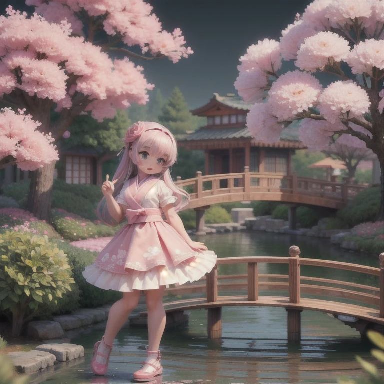 (masterpiece:1.2, Ultra detailed,1.5, unity 8k wallpaper, detailed finger:1.2), camellia:1.5, Girl, Adorable, Beautiful pink, Japanese-style garden
